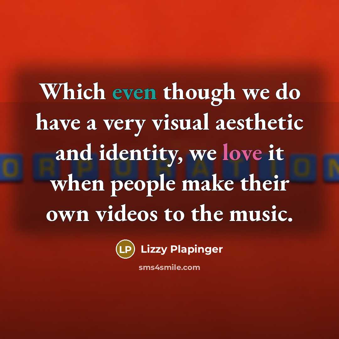 “Which even though we do have a very visual aesthetic and identity, we love it when people make their own videos to the music.” quote by Lizzy Plapinger