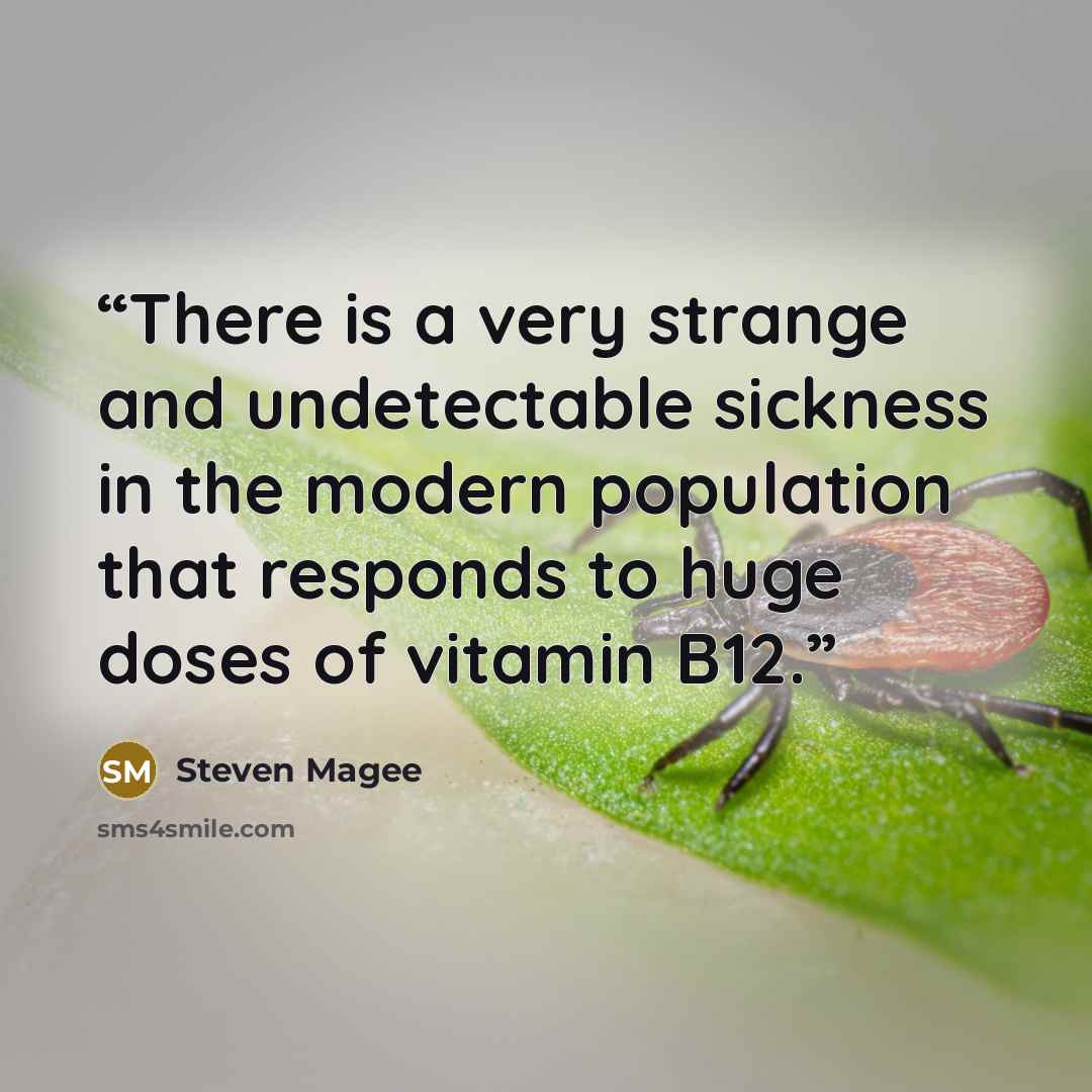 “There is a very strange and undetectable sickness in the modern population that responds to huge doses of vitamin B12.” quote by Steven Magee