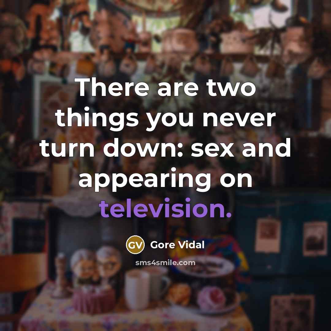 “There are two things you never turn down: sex and appearing on television.” quote by Gore Vidal
