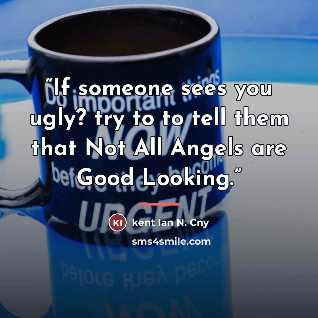 “If someone sees you ugly? try to to tell them that Not All Angels are Good Looking.” quote by kent Ian N. Cny