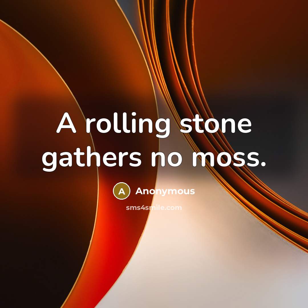 “A rolling stone gathers no moss.” quote by Anonymous