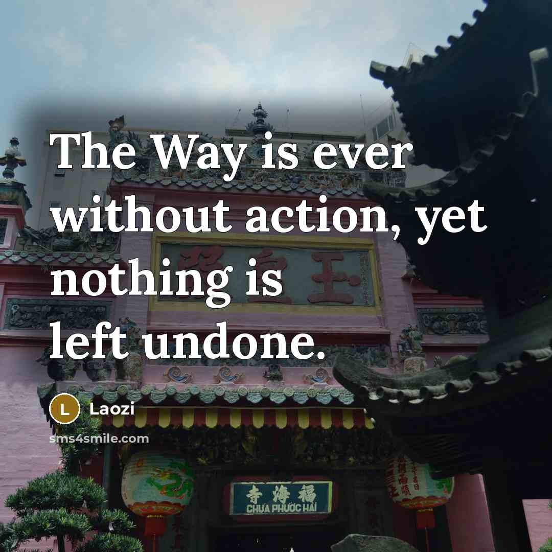 “The Way is ever without action, yet nothing is left undone.” quote by Laozi