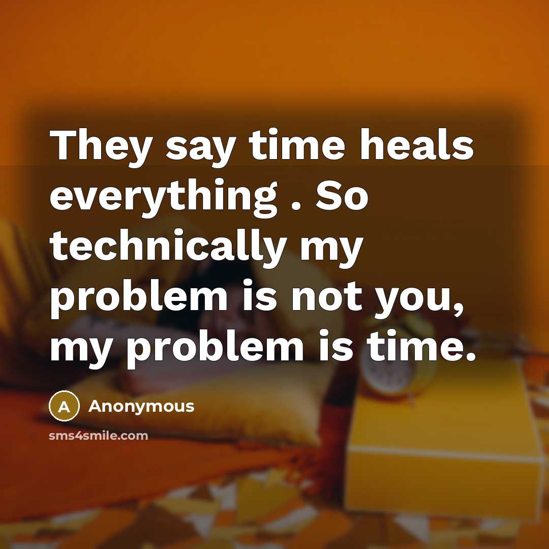 “They say time heals everything . So technically my problem is not you, my problem is time.” quote by Anonymous