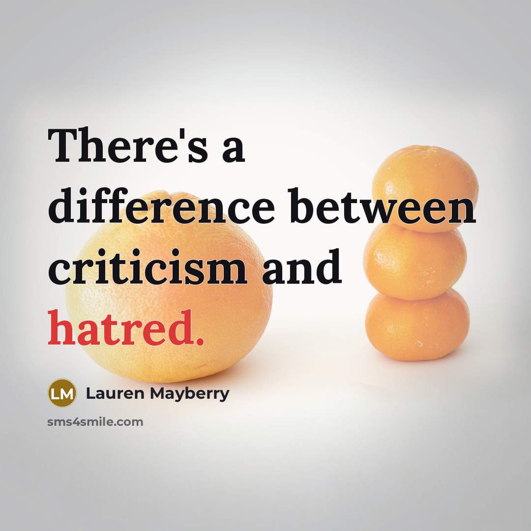 “There's a difference between criticism and hatred.” quote by Lauren Mayberry