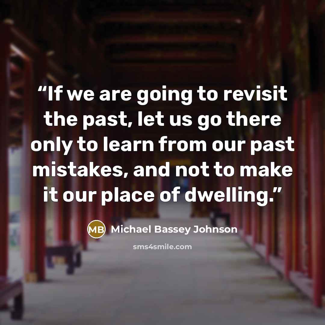 “If we are going to revisit the past, let us go there only to learn from our past mistakes, and not to make it our place of dwelling.” quote by Michael Bassey Johnson