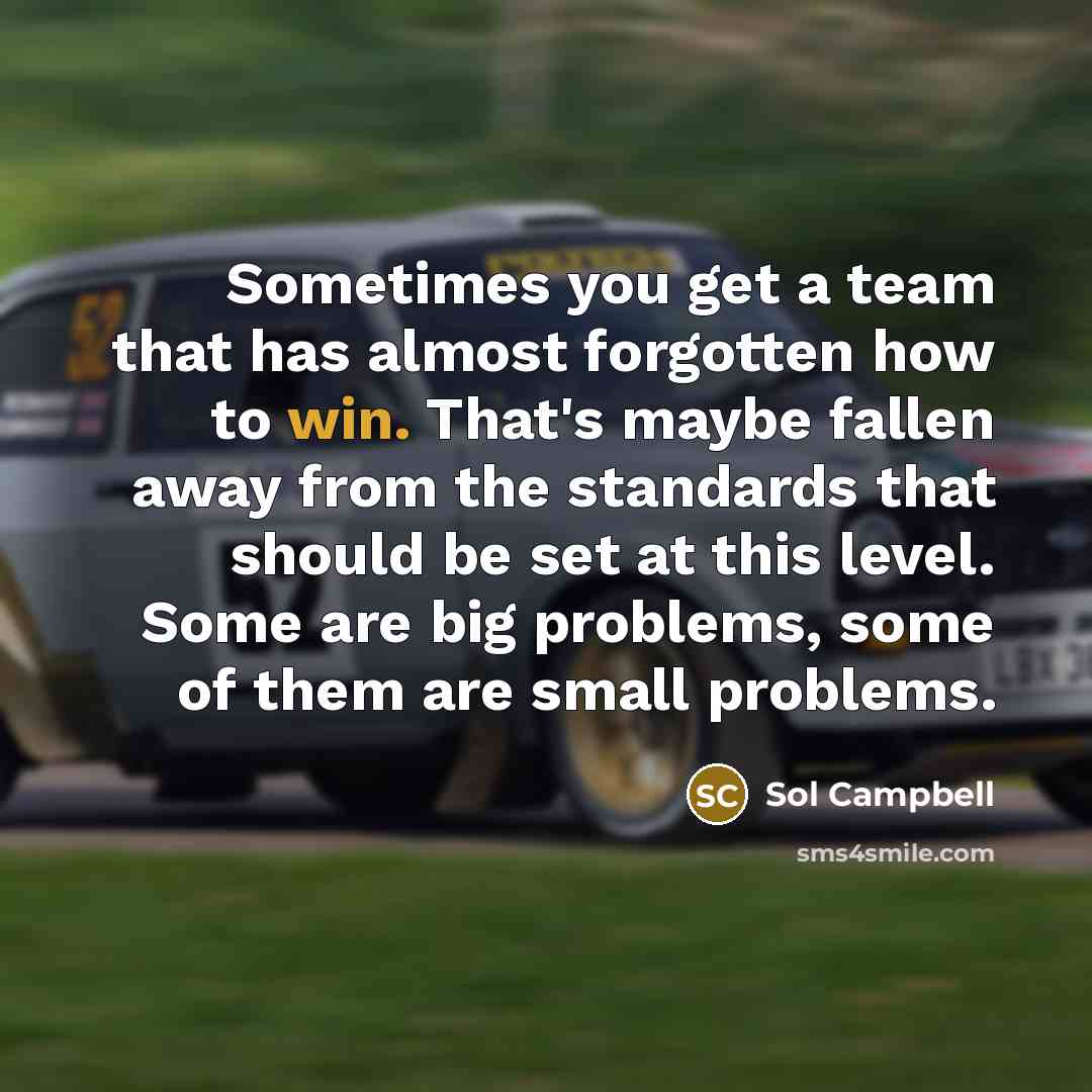 “Sometimes you get a team that has almost forgotten how to win. That's maybe fallen away from the standards that should be set at this level. Some are big problems, some of them are small problems.” quote by Sol Campbell