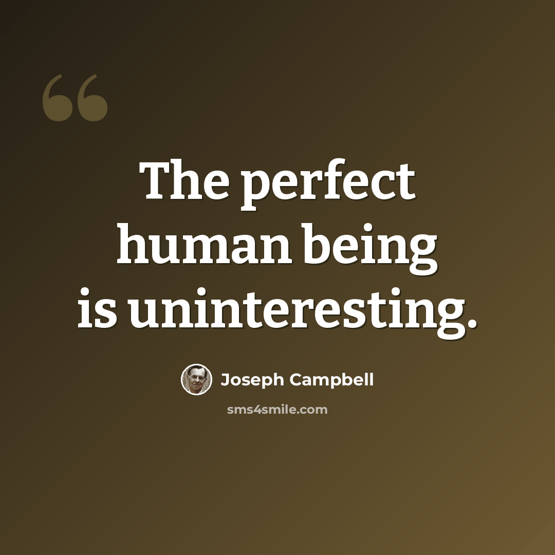 “The perfect human being is uninteresting.” quote by Joseph Campbell