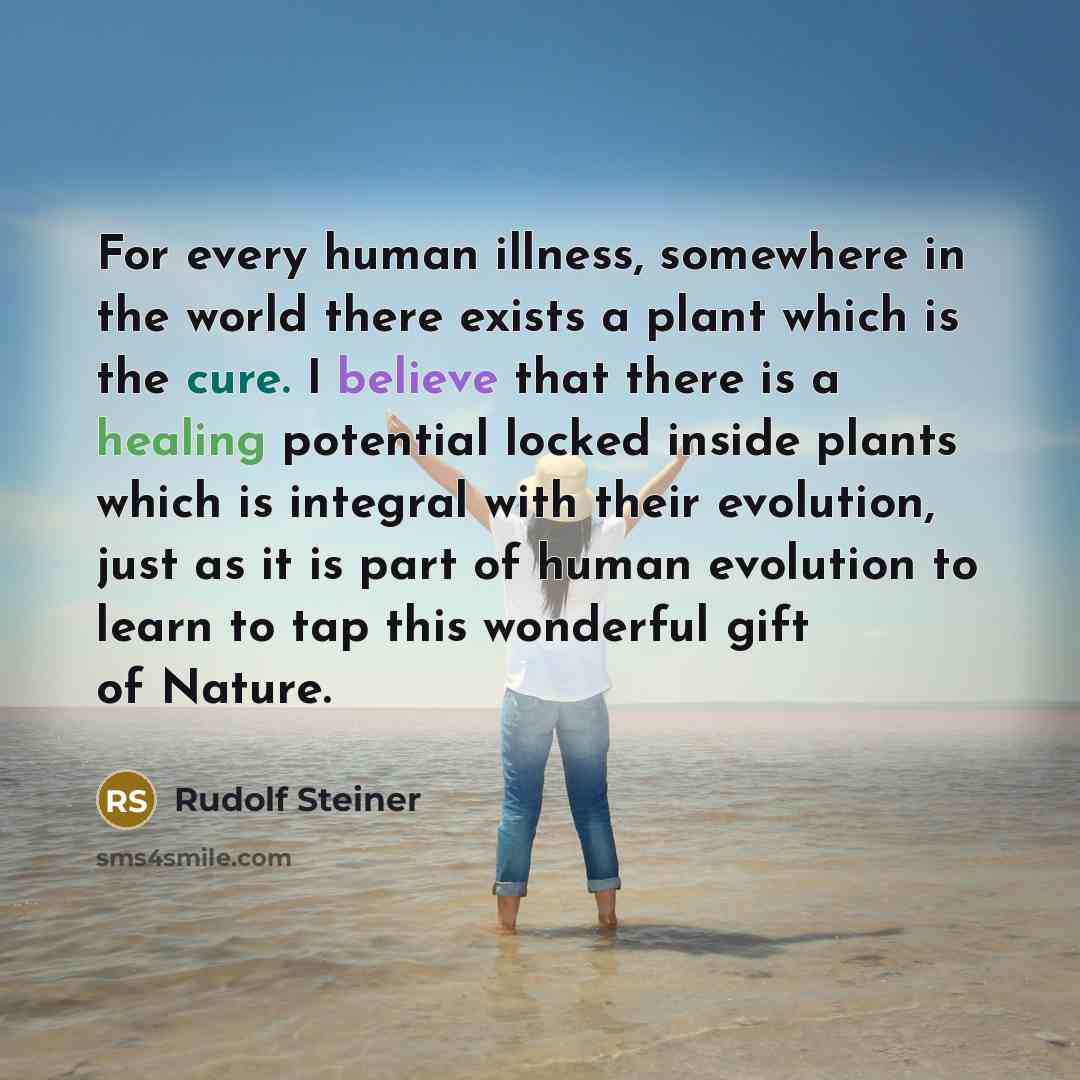 “For every human illness, somewhere in the world there exists a plant which is the cure. I believe that there is a healing potential locked inside plants which is integral with their evolution, just as it is part of human evolution to learn to tap this wonderful gift of Nature.” quote by Rudolf Steiner