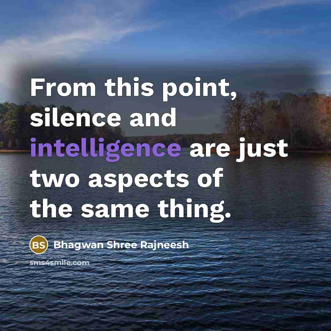 “From this point, silence and intelligence are just two aspects of the same thing.” quote by Bhagwan Shree Rajneesh