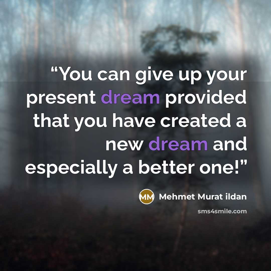 “You can give up your present dream provided that you have created a new dream and especially a better one!” quote by Mehmet Murat ildan