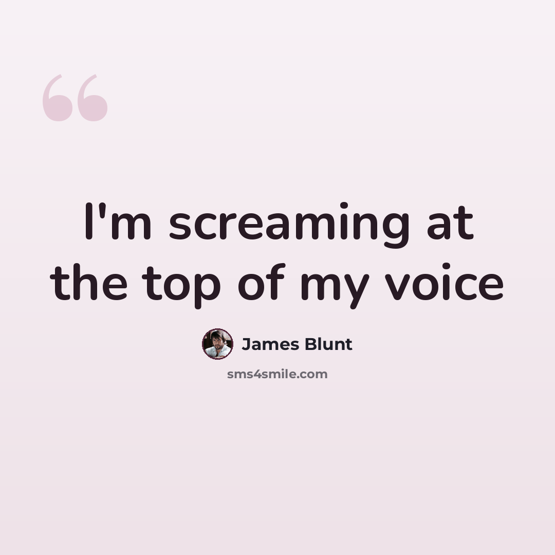 “I'm screaming at the top of my voice” quote by James Blunt