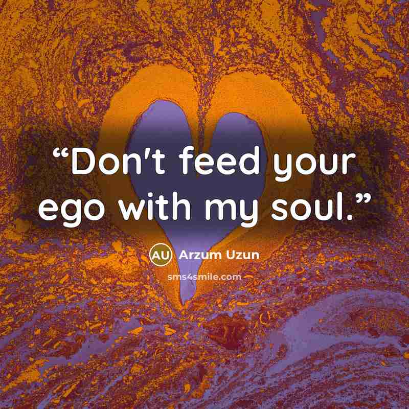 “Don't feed your ego with my soul.” quote by Arzum Uzun