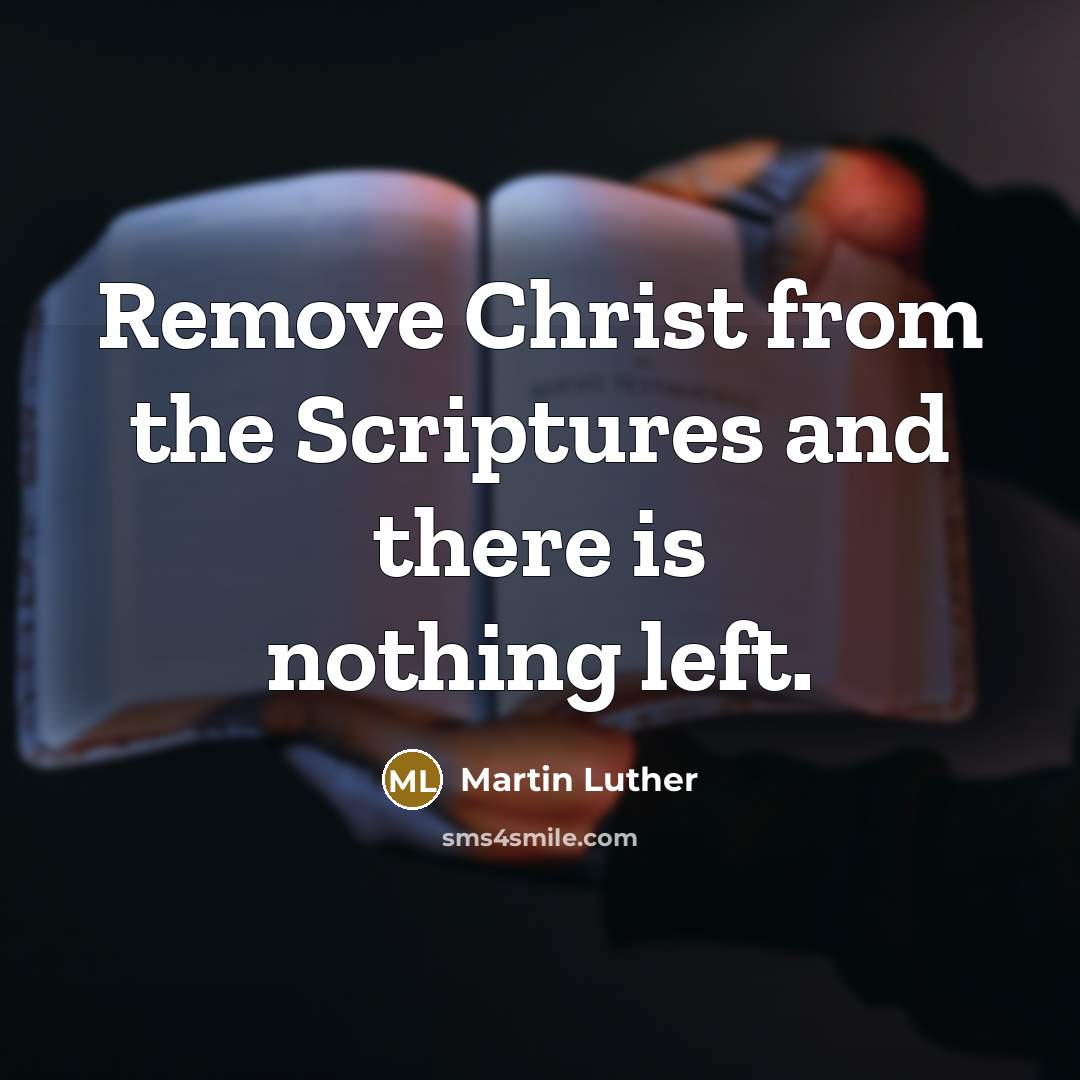 “Remove Christ from the Scriptures and there is nothing left.” quote by Martin Luther