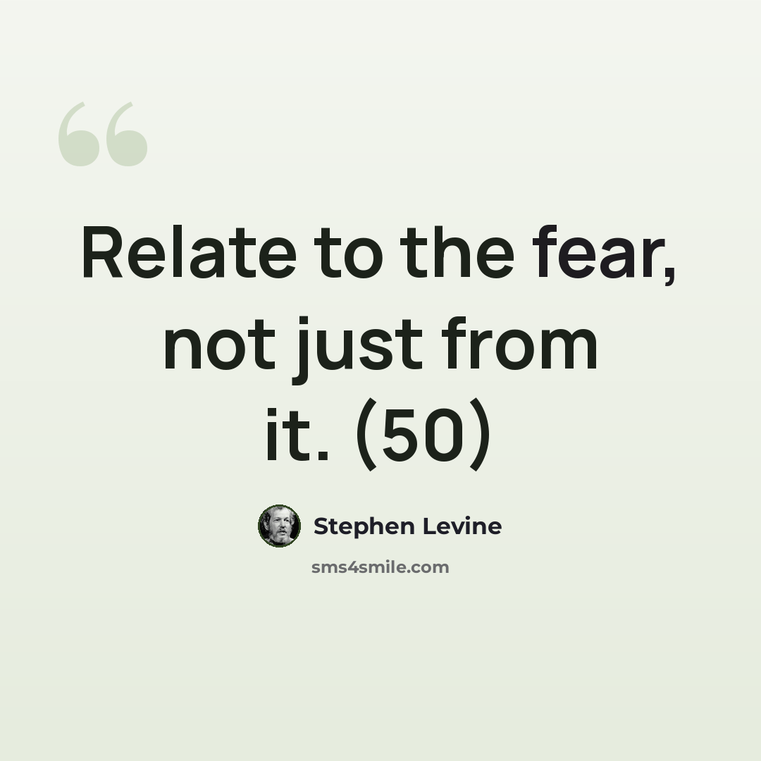 “Relate to the fear, not just from it. (50)” quote by Stephen Levine
