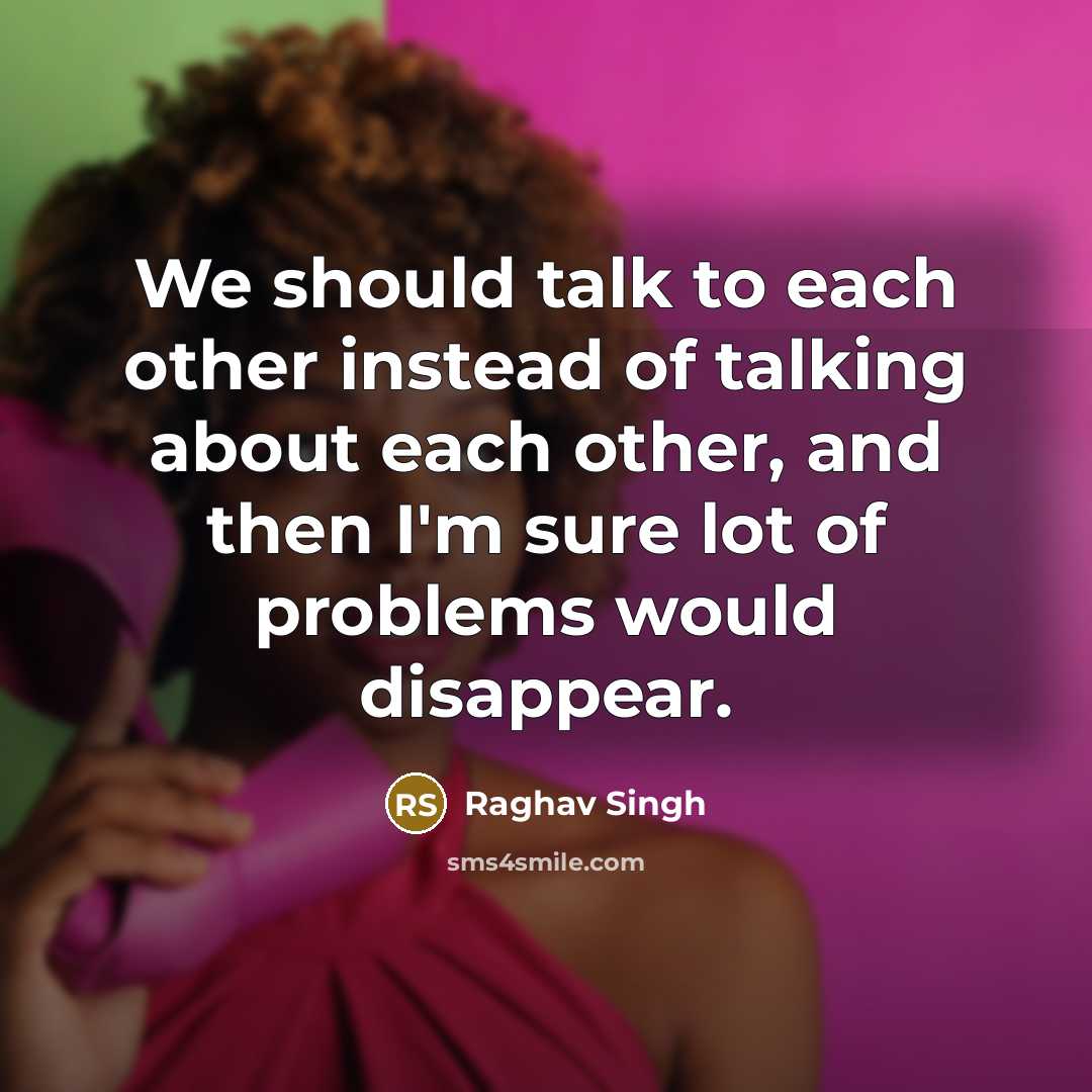 “We should talk to each other instead of talking about each other, and then I'm sure lot of problems would disappear.” quote by Raghav Singh