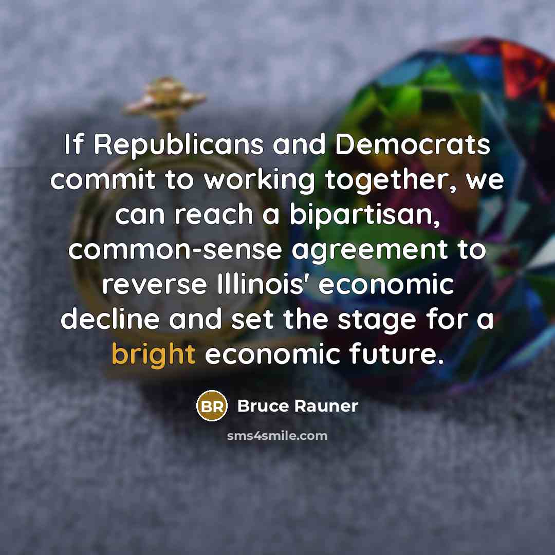 “If Republicans and Democrats commit to working together, we can reach a bipartisan, common-sense agreement to reverse Illinois' economic decline and set the stage for a bright economic future.” quote by Bruce Rauner