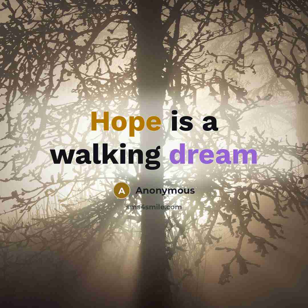 “Hope is a walking dream” quote by Anonymous