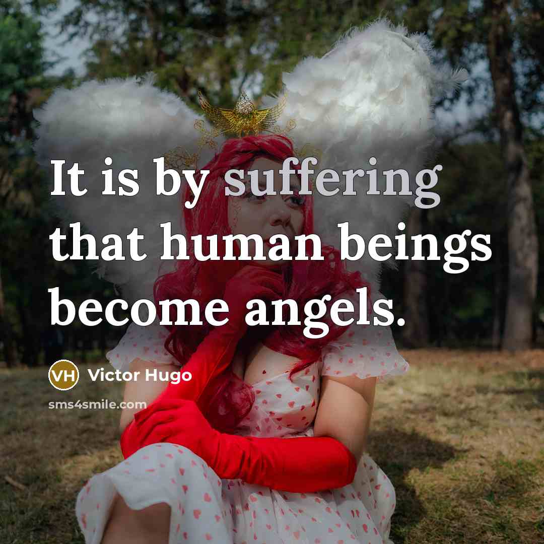 “It is by suffering that human beings become angels.” quote by Victor Hugo