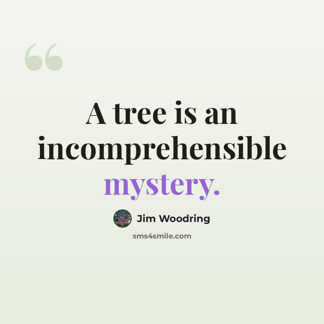 “A tree is an incomprehensible mystery.” quote by Jim Woodring