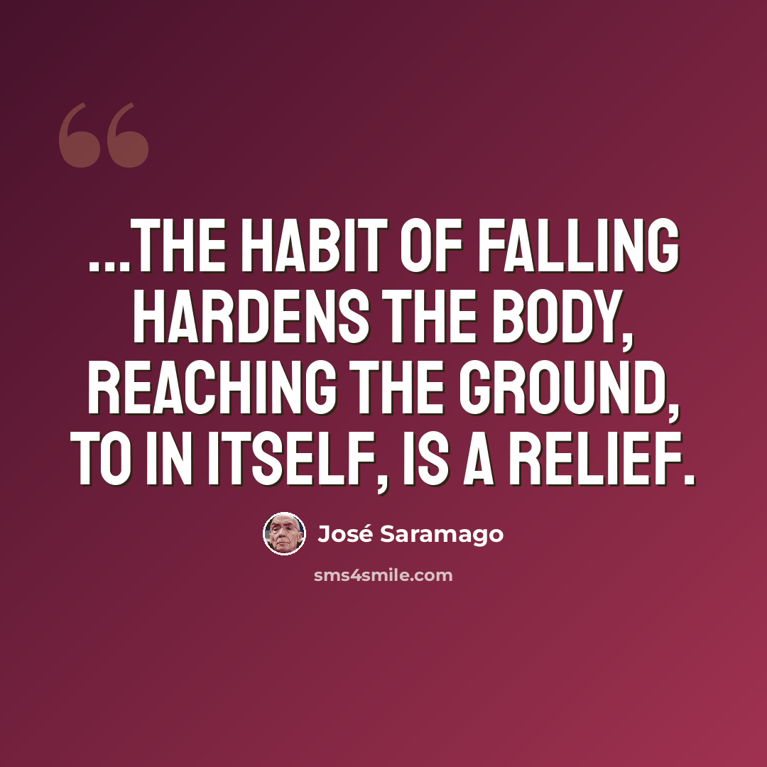 “...the habit of falling hardens the body, reaching the ground, to in itself, is a relief.” quote by Jose Saramago