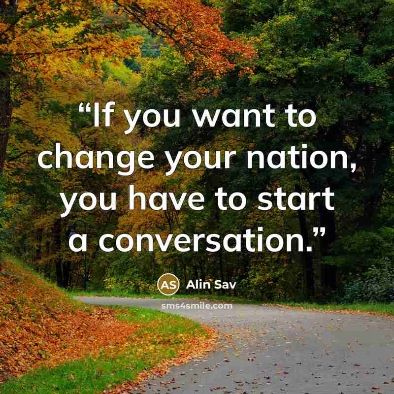 “If you want to change your nation, you have to start a conversation.” quote by Alin Sav