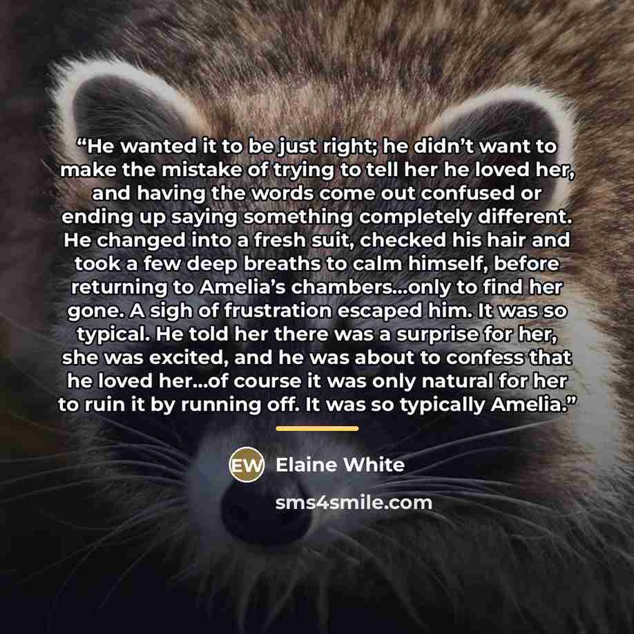 “He wanted it to be just right; he didn’t want to make the mistake of trying to tell her he loved her, and having the words come out confused or ending up saying something completely different. He changed into a fresh suit, checked his hair and took a few deep breaths to calm himself, before…” quote by Elaine White
