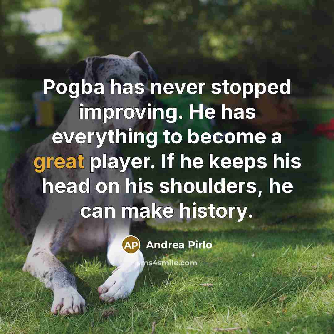 “Pogba has never stopped improving. He has everything to become a great player. If he keeps his head on his shoulders, he can make history.” quote by Andrea Pirlo