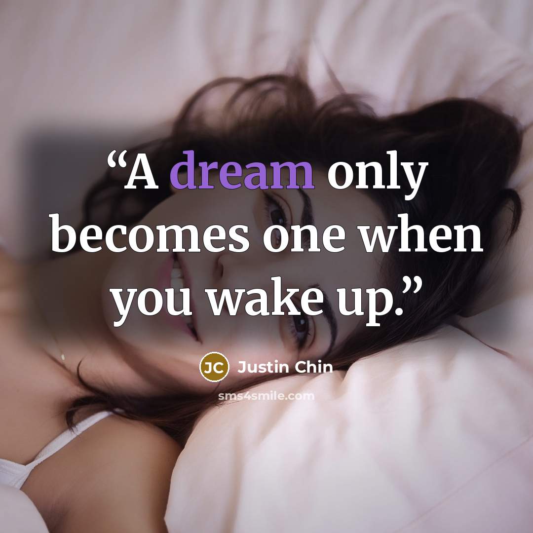 “A dream only becomes one when you wake up.” quote by Justin Chin
