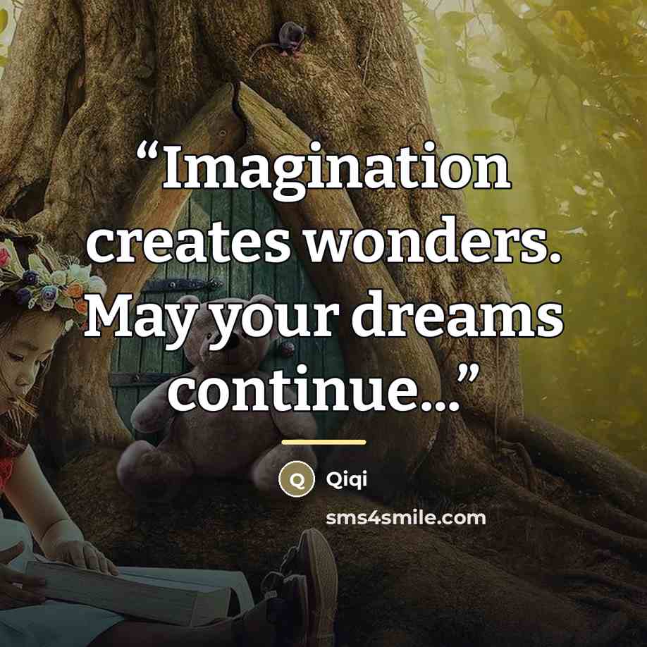 “Imagination creates wonders. May your dreams continue...” quote by Qiqi