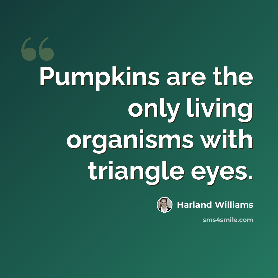 “Pumpkins are the only living organisms with triangle eyes.” quote by Harland Williams