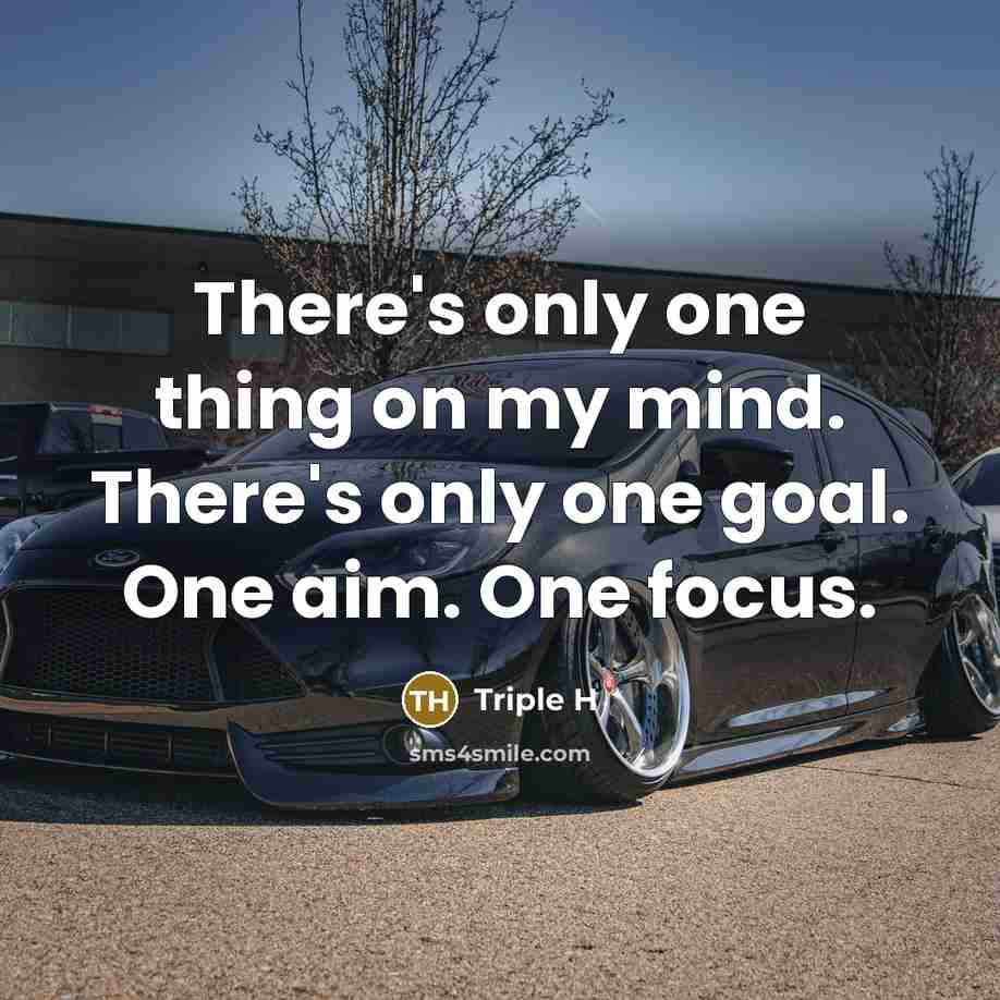 “There's only one thing on my mind. There's only one goal. One aim. One focus.” quote by Triple H