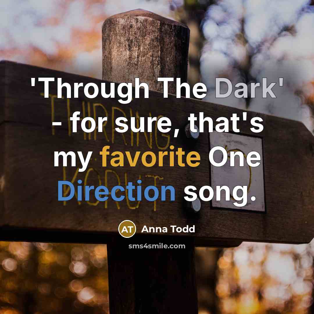 “'Through The Dark' - for sure, that's my favorite One Direction song.” quote by Anna Todd