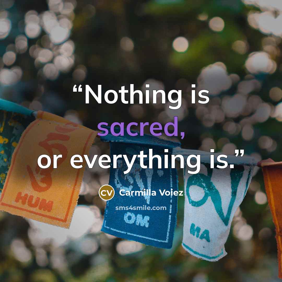 “Nothing is sacred, or everything is.” quote by Carmilla Voiez