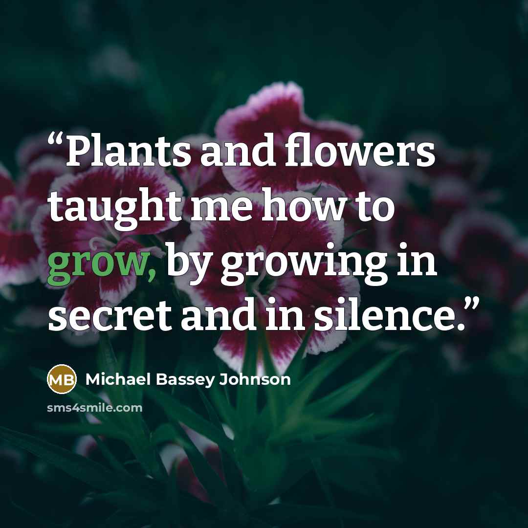 “Plants and flowers taught me how to grow, by growing in secret and in silence.” quote by Michael Bassey Johnson