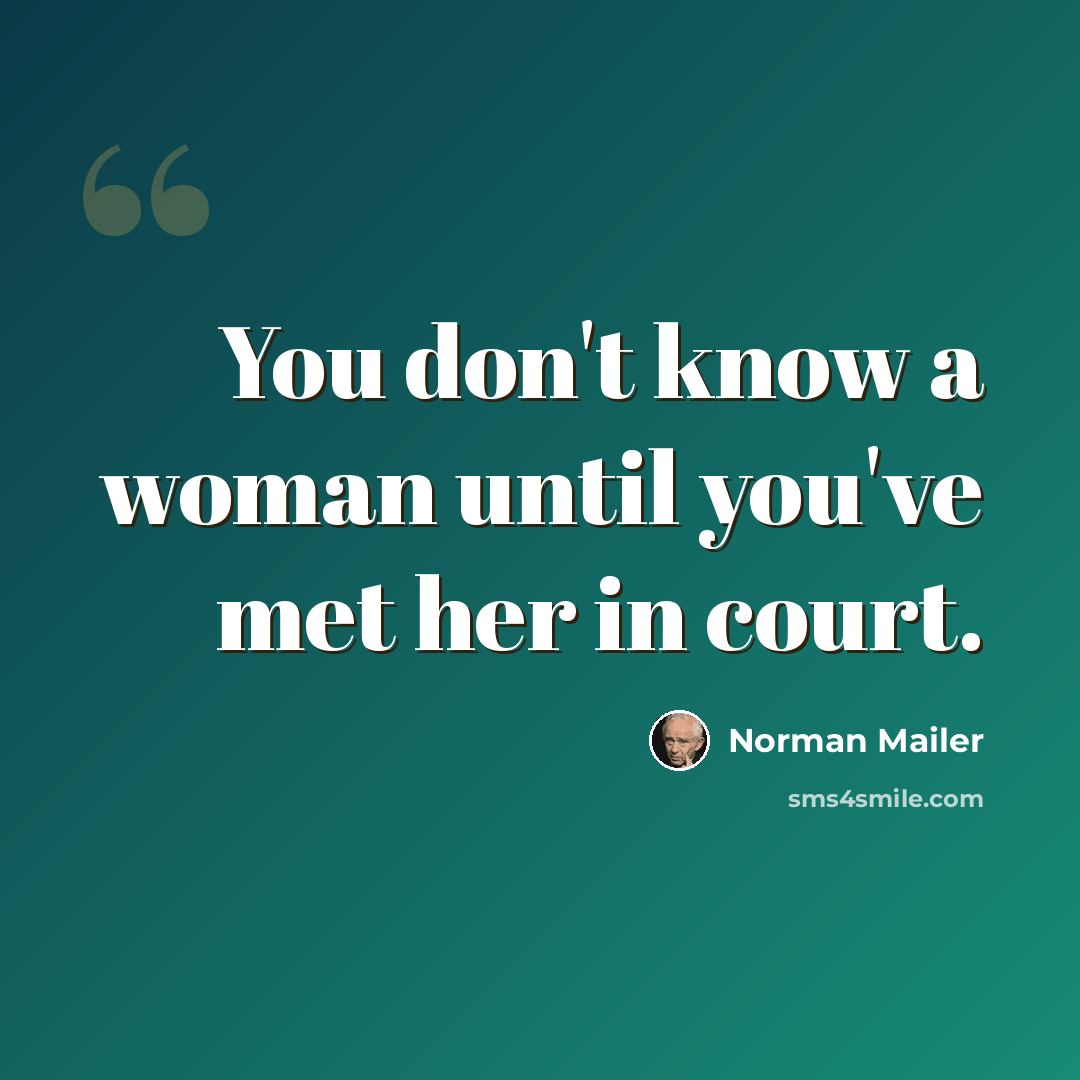 “You don't know a woman until you've met her in court.” quote by Norman Mailer