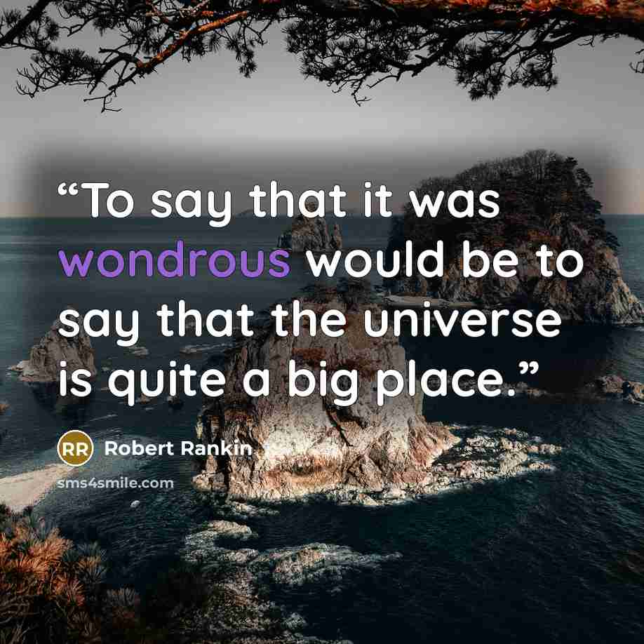 “To say that it was wondrous would be to say that the universe is quite a big place.” quote by Robert Rankin