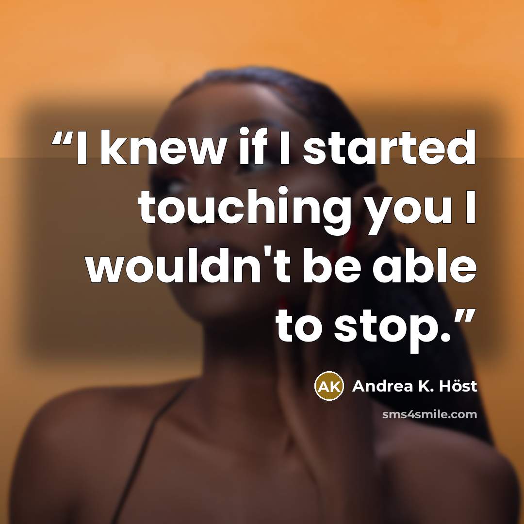 “I knew if I started touching you I wouldn't be able to stop.” quote by Andrea K. Höst