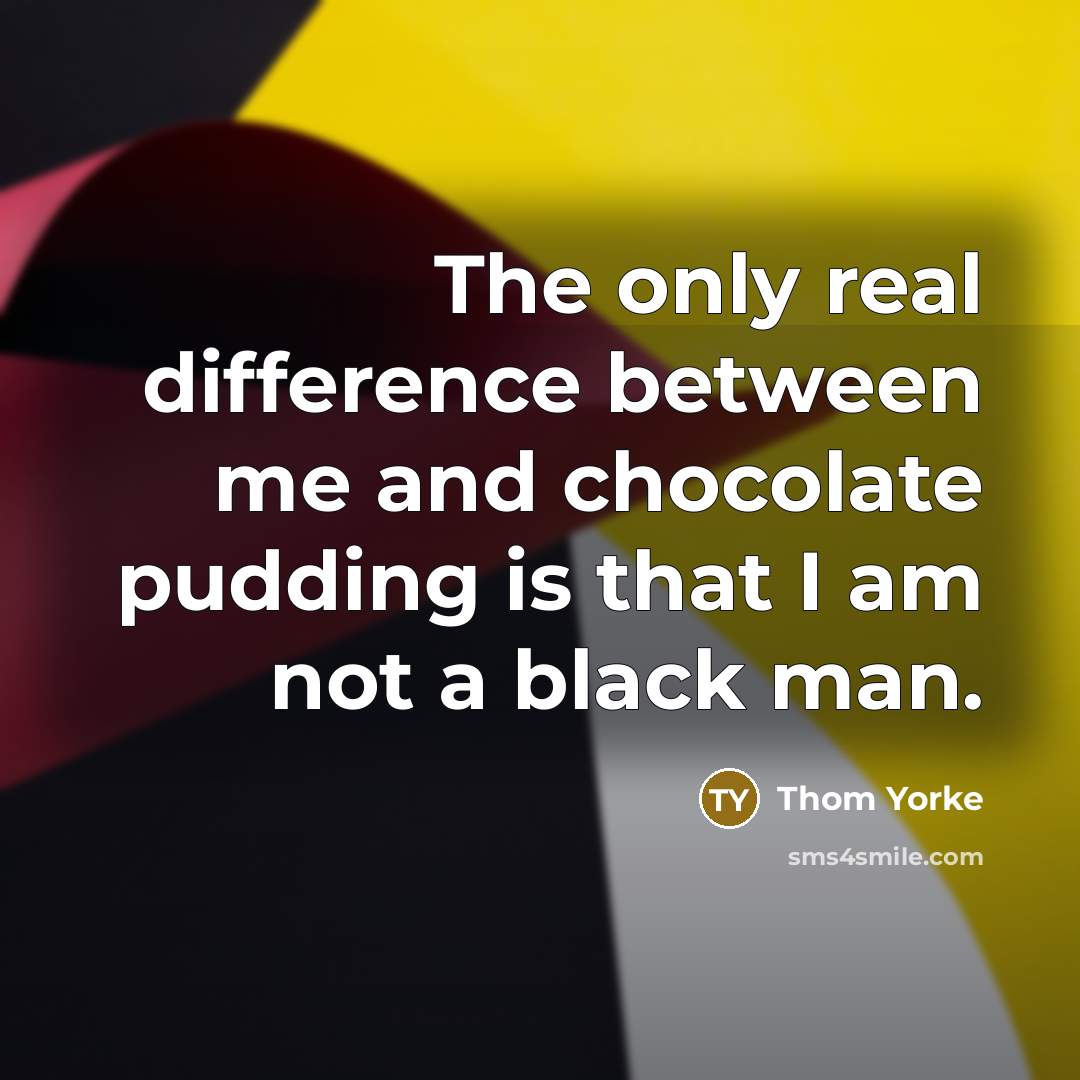 “The only real difference between me and chocolate pudding is that I am not a black man.” quote by Thom Yorke