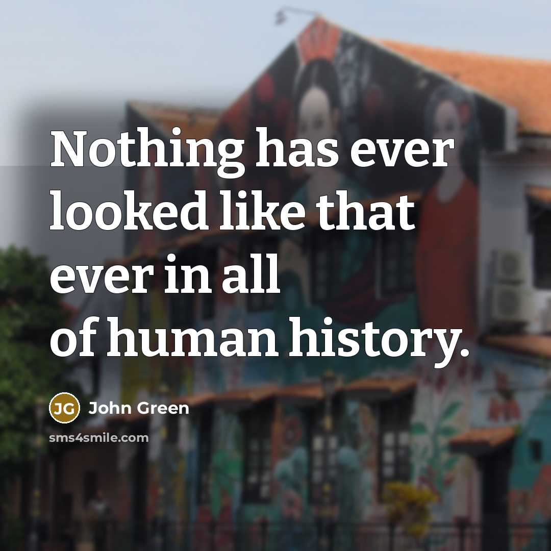 “Nothing has ever looked like that ever in all of human history.” quote by John Green