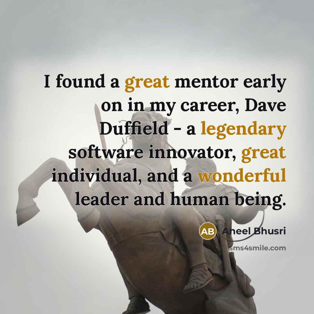 “I found a great mentor early on in my career, Dave Duffield - a legendary software innovator, great individual, and a wonderful leader and human being.” quote by Aneel Bhusri