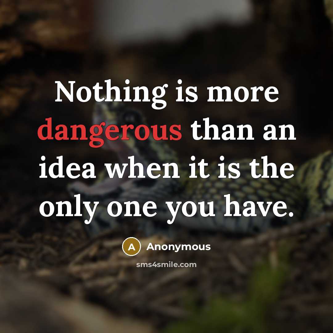 “Nothing is more dangerous than an idea when it is the only one you have.” quote by Anonymous