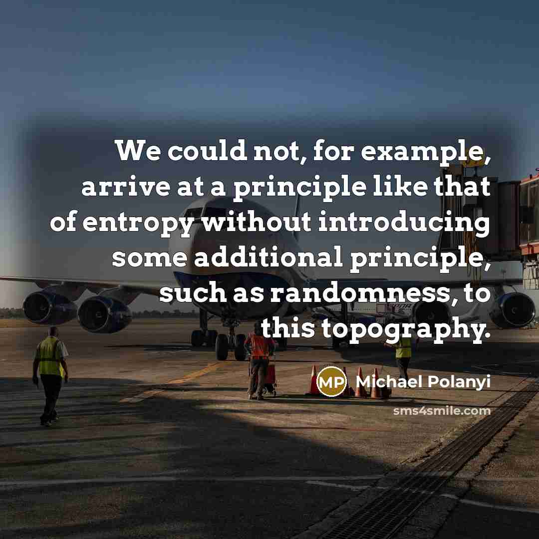 “We could not, for example, arrive at a principle like that of entropy without introducing some additional principle, such as randomness, to this topography.” quote by Michael Polanyi