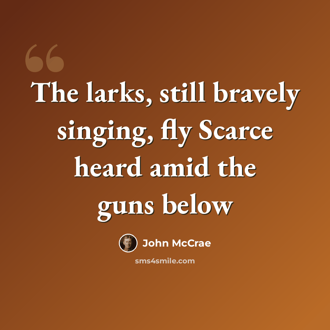 “The larks, still bravely singing, fly Scarce heard amid the guns below” quote by John McCrae