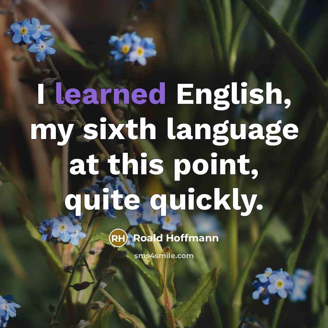 “I learned English, my sixth language at this point, quite quickly.” quote by Roald Hoffmann