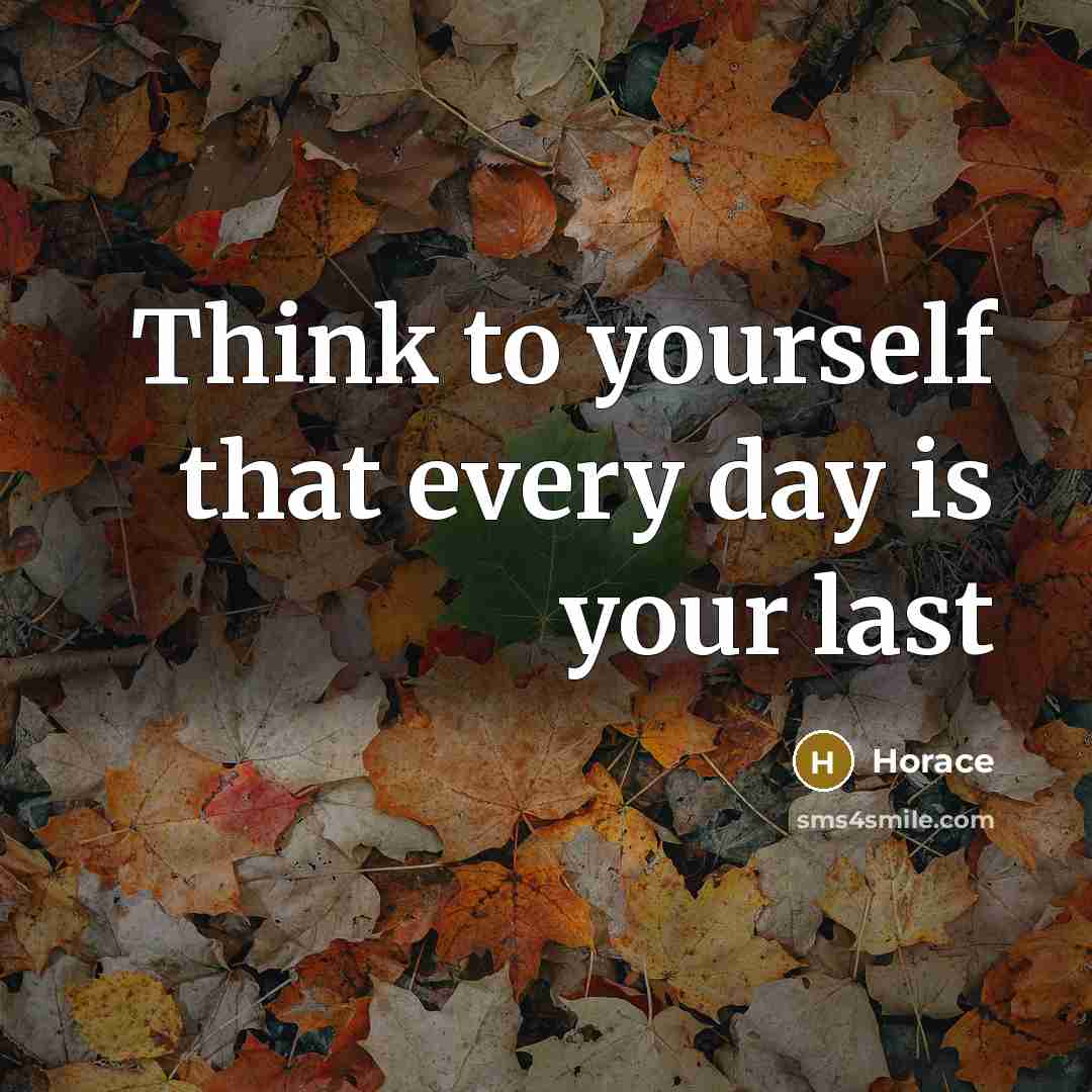 “Think to yourself that every day is your last” quote by Horace