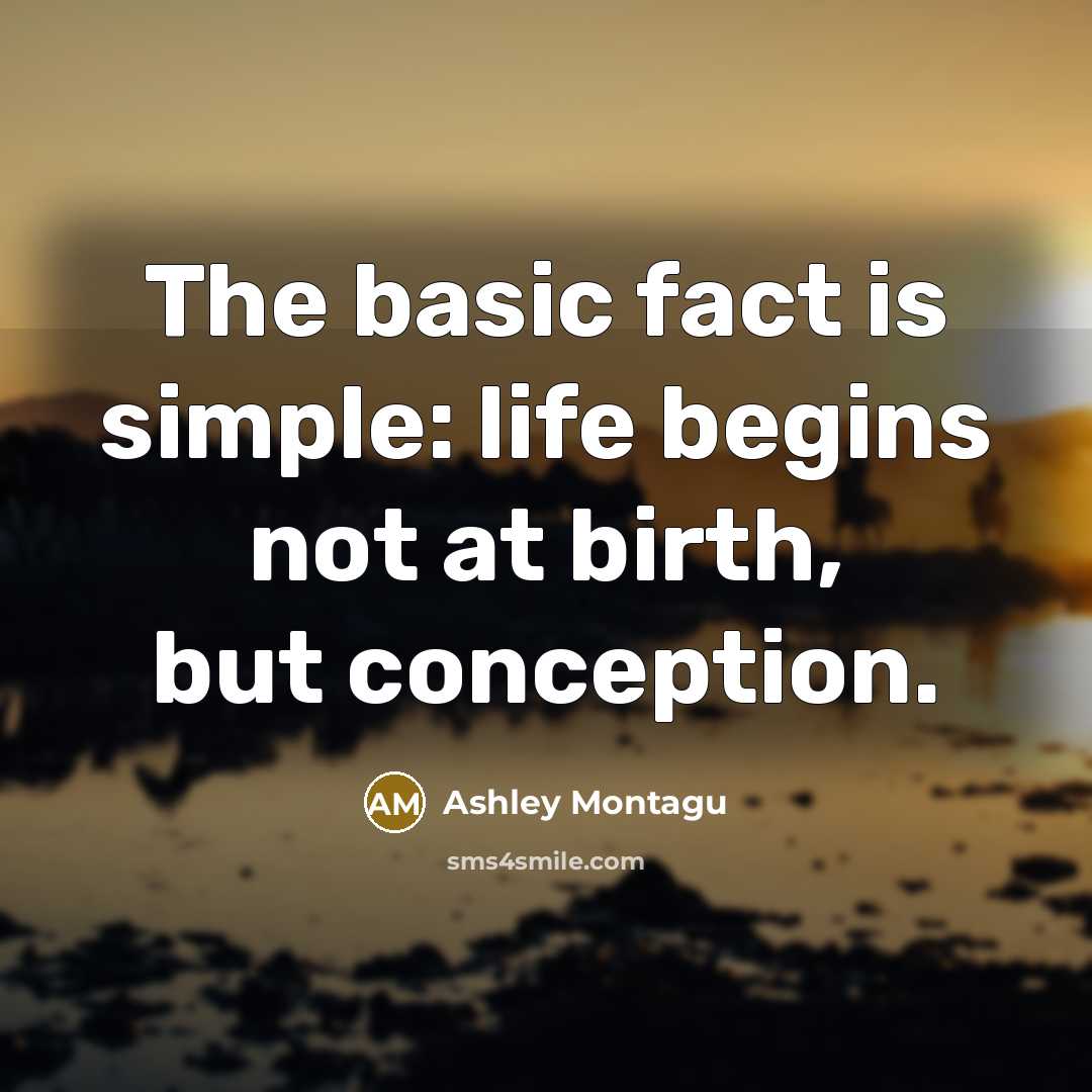 “The basic fact is simple: life begins not at birth, but conception.” quote by Ashley Montagu