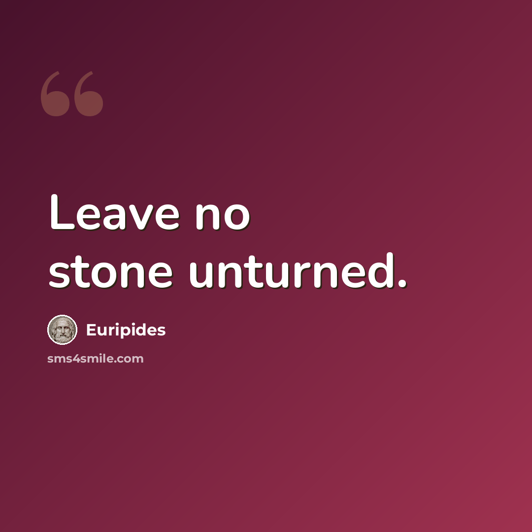 “Leave no stone unturned.” quote by Euripides