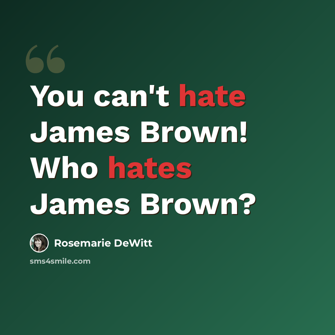 “You can't hate James Brown! Who hates James Brown?” quote by Rosemarie DeWitt