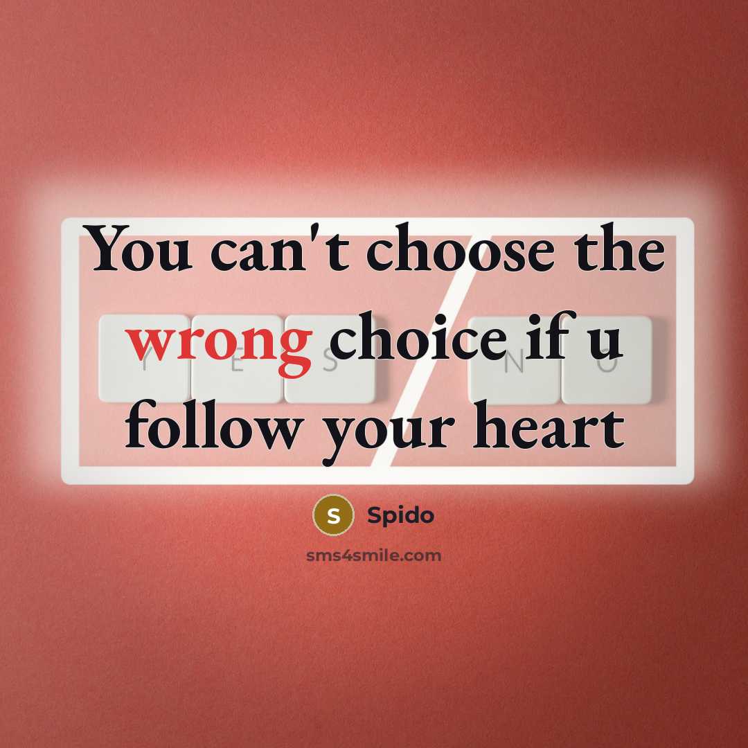 “You can't choose the wrong choice if u follow your heart” quote by Spido