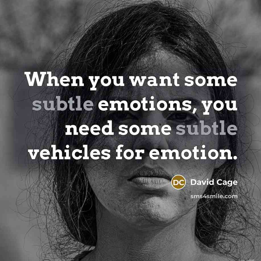 “When you want some subtle emotions, you need some subtle vehicles for emotion.” quote by David Cage